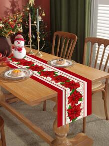 1入組聖誕長方桌布防水滌綸桌布擦拭乾淨桌布適用於假期廚房 - 彩色 - 查看 3