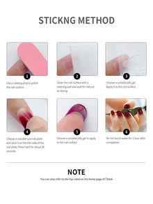 GIRL PLUS Girlplus『薄荷白點心』太空藍色兩色漸變法式果凍光澤假指甲,10入裝,適用於女性日常佩戴 - 彩色 - 查看 9