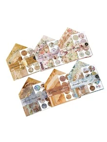 16入組/套(8信封+8郵票貼紙)迷你復古和精美拼貼畫風格材料適用於日誌和剪貼簿,可撕貼紙,合適的適用於瓶裝飾用品,行李裝飾用品 - 星空 - 查看 3