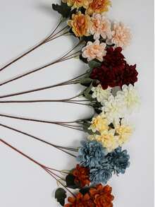 3Pcs Artificial Fall Flowers9 Heads Silk Fake Mums Flowers Faux Chrysanthemum Orange Flowers For Home Fireplace Table Centerpieces Flower Arrangement Fall Decor - Beige - View 7