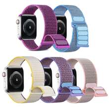 尼龙运动表带兼容 Apple Watch 表带 38 毫米 40 毫米 41 毫米 42 毫米 44 毫米 45 毫米，可调节透气男女编织运动弹性腕带表带兼容 8/7/6/5/4/3 SE 系列 - 彩色 - 查看 1