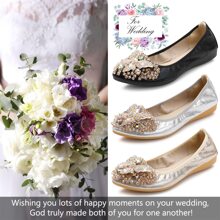 KUNWFNIX Women Ballet Flats Rhinestone Wedding Ballerina Shoes Foldable Sparkly Comfort Slip on Flat Shoes Butterfly Rhinestone Decoration - 銀色 - 查看 7