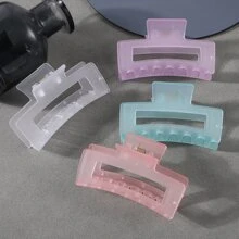 4入組女孩子簡約糖果色方形髮夾,適用於日常使用 - 彩色 - 查看 3