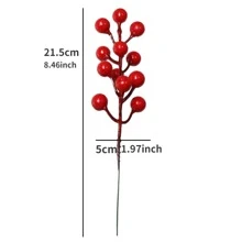 10 piezas de adornos artificiales de bayas rojas con espino, acebo, muérdago y vainas de guisantes para decoración floral de primavera, Día de San Valentín, regalos de cumpleaños, graduación, plantas falsas