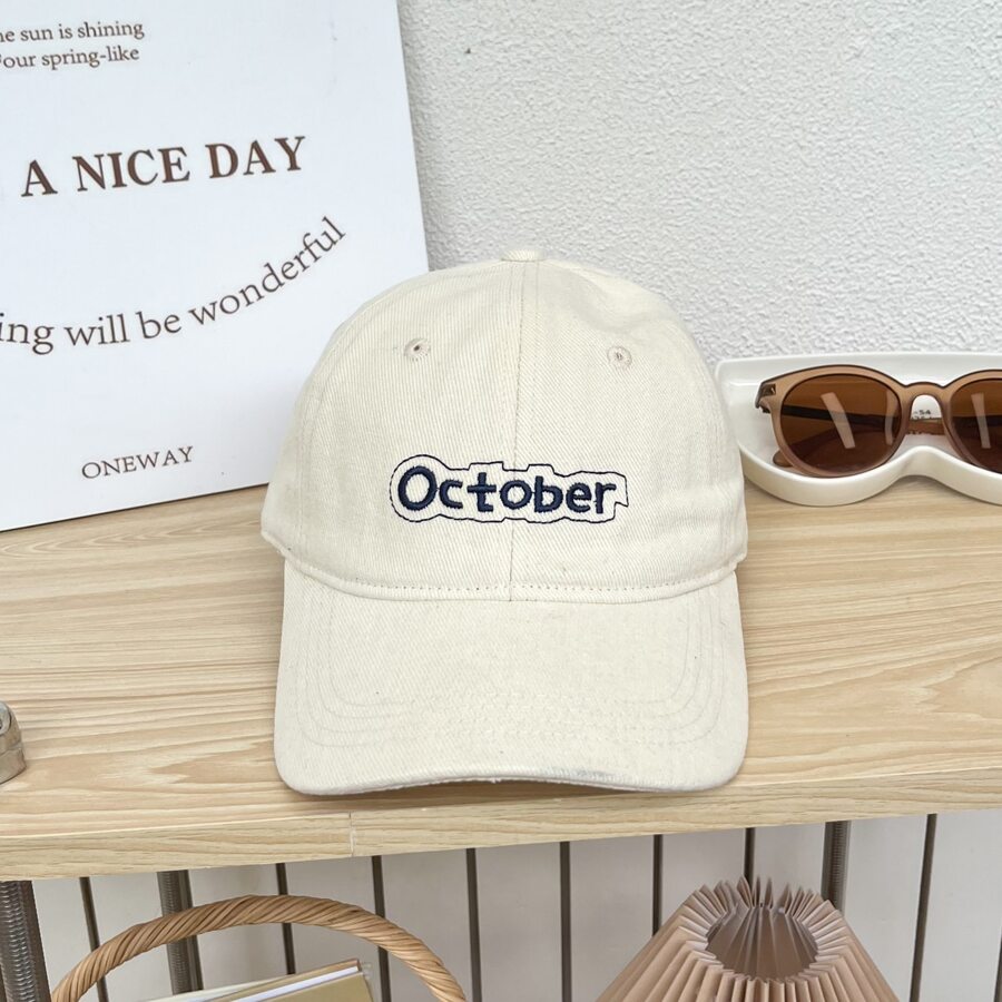 Letter Embroidered Simple Design Baseball Cap, Unisex Fashionable Hat - Apricot - View 1