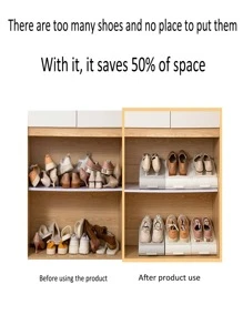 2入組可調節的雙層鞋墊(加寬)及塑料鞋子收納盒 - 灰色 - 查看 4