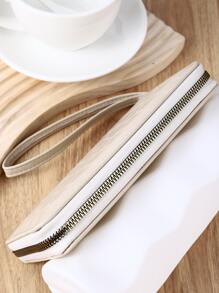 1 Miếng Thanh lịch Màu be Dập nổi cá sấu Ví - Màu be - Xem 3