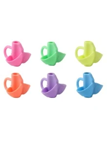 5pcs/Pack Three Finger Positioning Pen Holder Correction Device, Perfect For Kids In Kindergarden And Primary School, Random ColorSchool, Student,Stationery,School Supplies - Pink - View 5