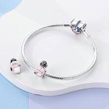 1Pc Pink Two Sides Bowknot Camellia Perfume Bottle Silver Color Beads Fit For Bracelet Necklace Bangle Charm For Diy Jewelry Making Gift For Girl Valentines - Silver - View 2