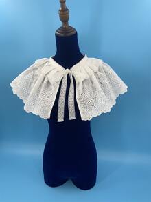 女士鉤花網空中披肩,夏季薄款穿搭襯衫、背心外套配件,假領領口