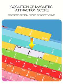 1pc Children's Magnetic Fraction Disk Demonstrator & Magnetic Book Cute Lion Design Multi-functional Learning Book For Children's Understanding Fractions And Basic Addition / Subtraction Operation Preschool Educational Toy - Multicolor - View 4