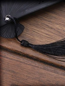 1pc Black Foldable Hand Fan Made Of Bamboo For Traditional Hanfu/classical Dance Performance - Black - View 7