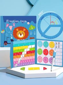 1pc Children's Magnetic Fraction Disk Demonstrator & Magnetic Book Cute Lion Design Multi-functional Learning Book For Children's Understanding Fractions And Basic Addition / Subtraction Operation Preschool Educational Toy - Multicolor - View 1