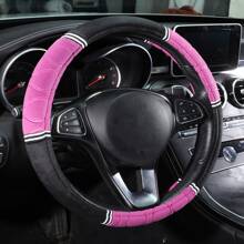 Plush Fluffy Car Steering Wheel Cover In Pink - Pink - View 1