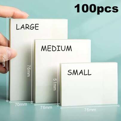 100 stuks kleurrijke transparante plaknotities. Waterdichte, zelfklevende en doorschijnende plaknotities voor boeken,voor school en kantoor