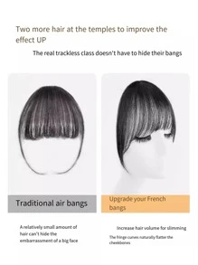 Air Fringe Wig French Bangs With Sparse Temples Natural Look Hair Piece Clip-in Lightweight - Black - View 5