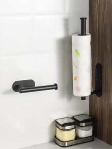 黑色紙支架浴室紙巾架帶掛壁式安裝,免打孔廁所紙架