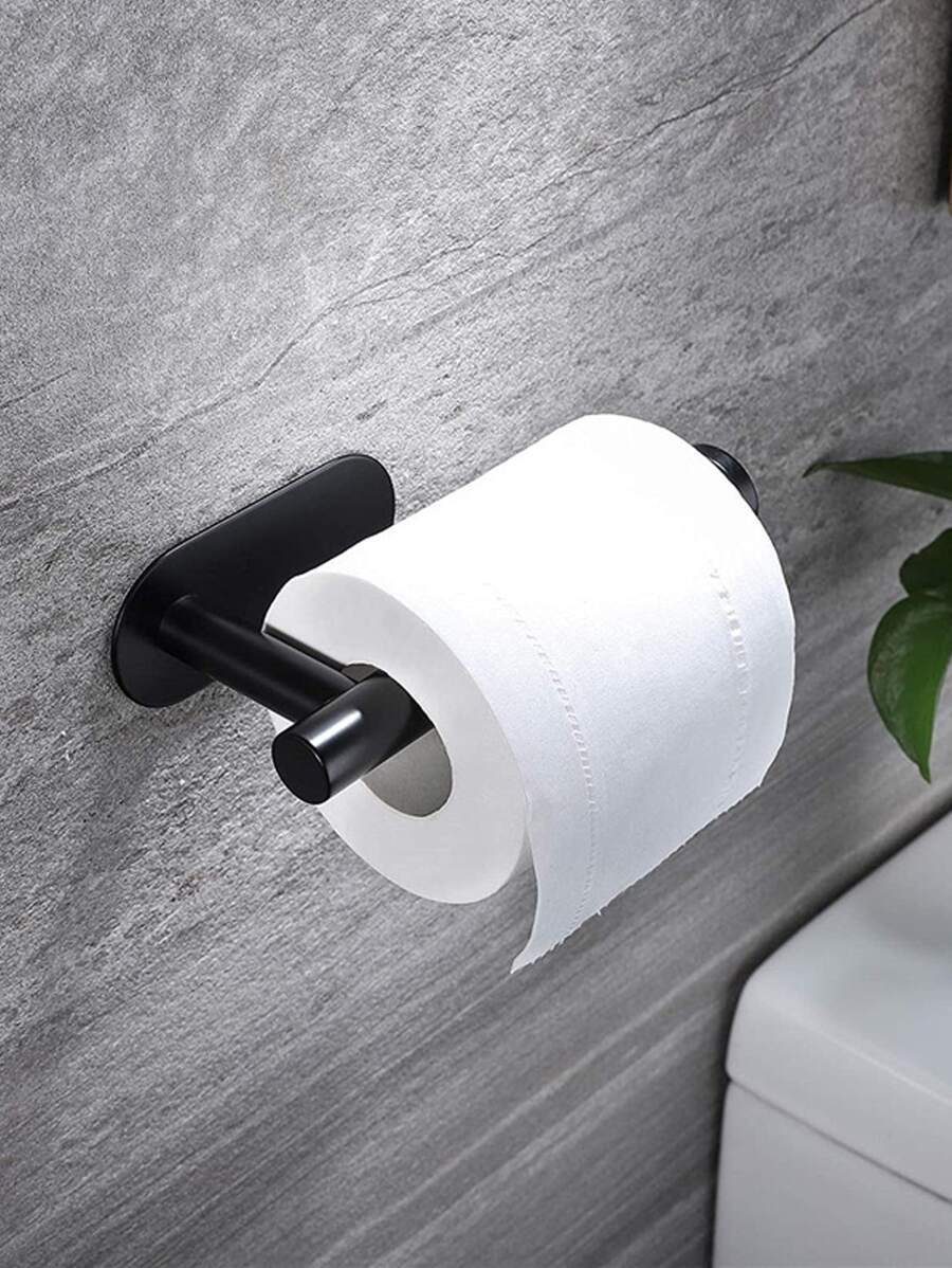 黑色紙支架浴室紙巾架帶掛壁式安裝,免打孔廁所紙架