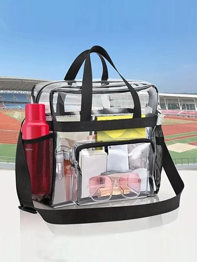 Bolso grande de capacidad, bolso de mano transparente de PVC para mujer, bolso bandolera transparente para conciertos, deportes y festivales
