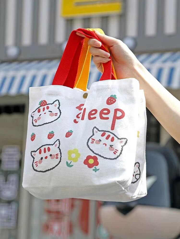 ★最終1点★お値下げ★新作大★スーちゃん＆ビリーくん＆くま★トートバッグ 1pc かわいい紫色のクマのデザインのキャンバストートバッグ、女性用