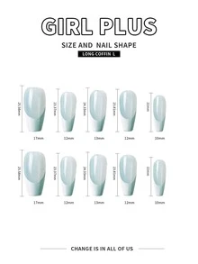 GIRL PLUS Girlplus『薄荷白點心』太空藍色兩色漸變法式果凍光澤假指甲,10入裝,適用於女性日常佩戴 - 彩色 - 查看 5