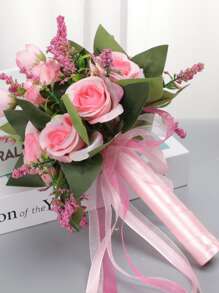 西式森林主題手捧花,婚禮攝影道具用於工作室拍攝 - 粉色 - 查看 2