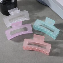 4入組女孩子簡約糖果色方形髮夾,適用於日常使用 - 彩色 - 查看 5