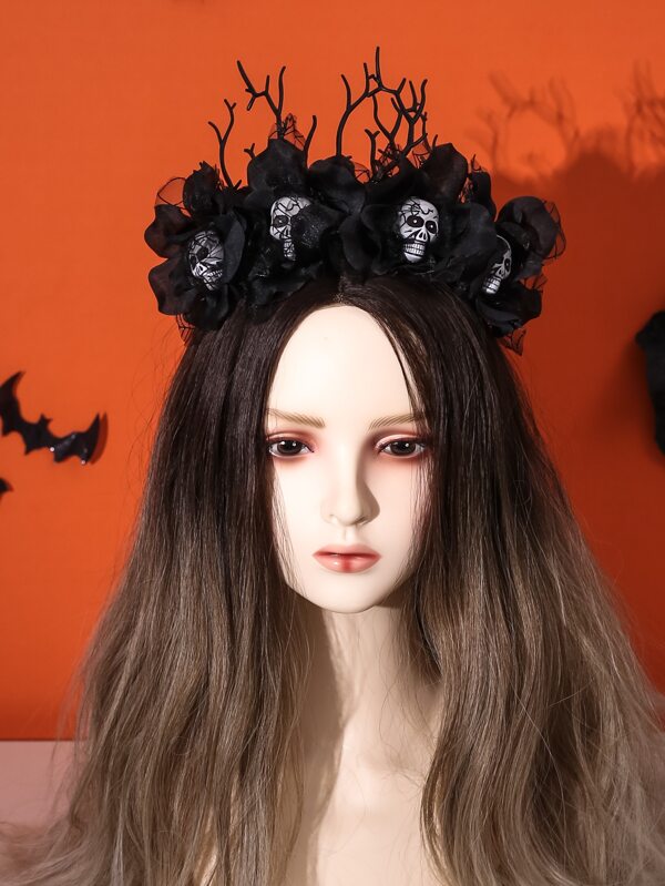 1pc Big Flower Skull & Branch Shaped Headband Halloween