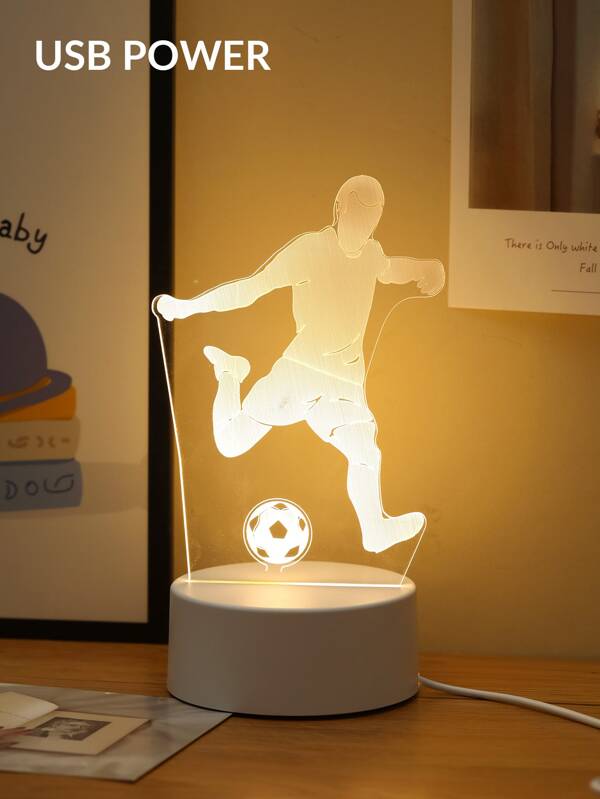 1 szt. Zasilany przez USB 3D akrylowy futbol/samochód wyścigowy/gracz/w kształcie gitary lampa biurkowa LED, mała lampka nocna do wystroju sypialni w pomieszczeniach