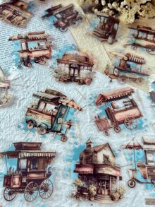 30 Piezas/paquete Pegatina Impermeable A Prueba De Agua Con Patrón De Café Y Flores Para Álbumes Scrapbooking, Decoración De Álbumes - Multicolor - Ver 4