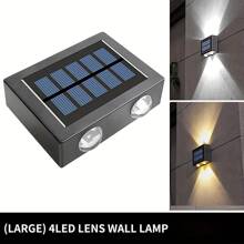 2入組或件太陽能戶外防水燈,太陽能升降式牆燈,戶外花園裝飾牆燈,適用於戶外照明,可用於房屋庭院,花園,車庫,人行道,門廊(暖色光)