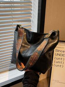 复古斜挎包流浪包休闲拉链单肩包复古风格大容量斜挎包适合上班和上学母亲节送给妈妈的礼物 - 黑色 - 查看 3