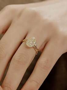 1 Miếng Đơn giản & Cá nhân hóa Phong cách Thanh lịch & Sành điệu S925 Mạ bạc Với 14K Vàng Bầu trời đầy sao Nhẫn Được nhúng Với Hình trái xoan Vật rủ xuống Chỉ mục Nhẫn Bện Tốt Nhẫn Nữ Qủa tặng Đối với Mặc hàng ngày - Vàng - Xem 2