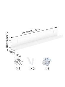 1個白色亞克力黑膠唱片架,掛壁式cd展示架 - 白色 - 查看 7