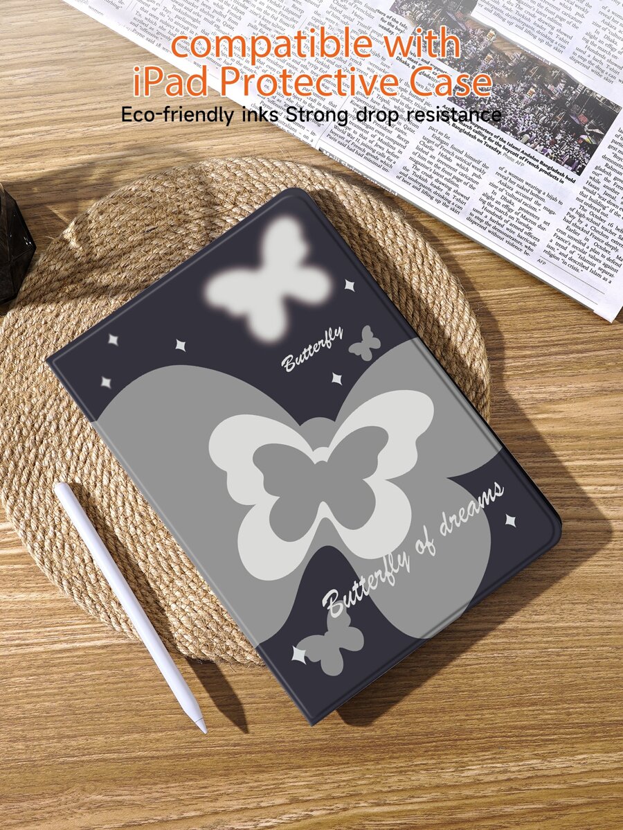 Butterfly Pattern Case Compatible With IPad 9th/8th/7th Generation,With Auto Wake/Sleep - Multicolor - View 1