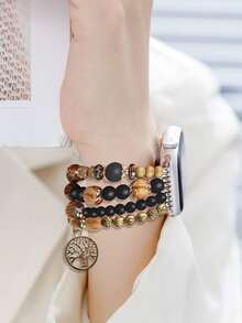 波西米亞風格幸運樹設計手表帶手鍊 - 黑色 - 查看 5