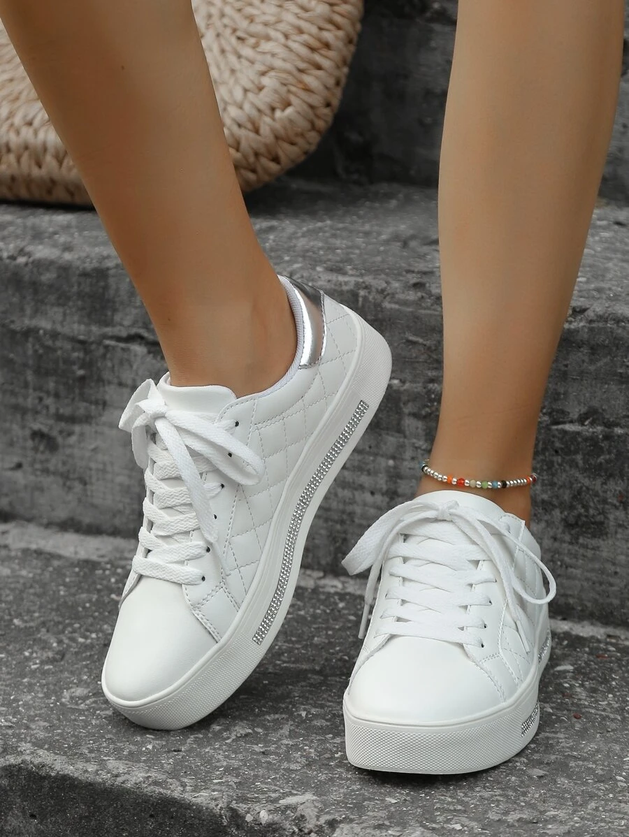 2023年新款網紋風格潮流百搭女鞋,防滑舒適,耐磨戶外運動鞋 - 白色 - 查看 1