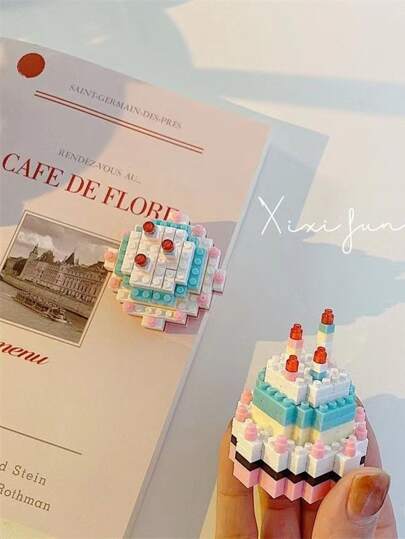 1set Cake Shaped Building Blocks Music Instrument Piano Desktop Decor Micro-Sized Assembly Toy Room Decoration