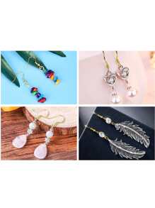 20/50/250 unidades Ganchos de pendiente de acero inoxidable, ganchos para pescar bajos en alergias, ganchos franceses de pendiente de colores con aros de salto, respaldos de silicona transparente para pendientes como suministros de kit de elaboración de pendientes DIY - Multicolor - Ver 4