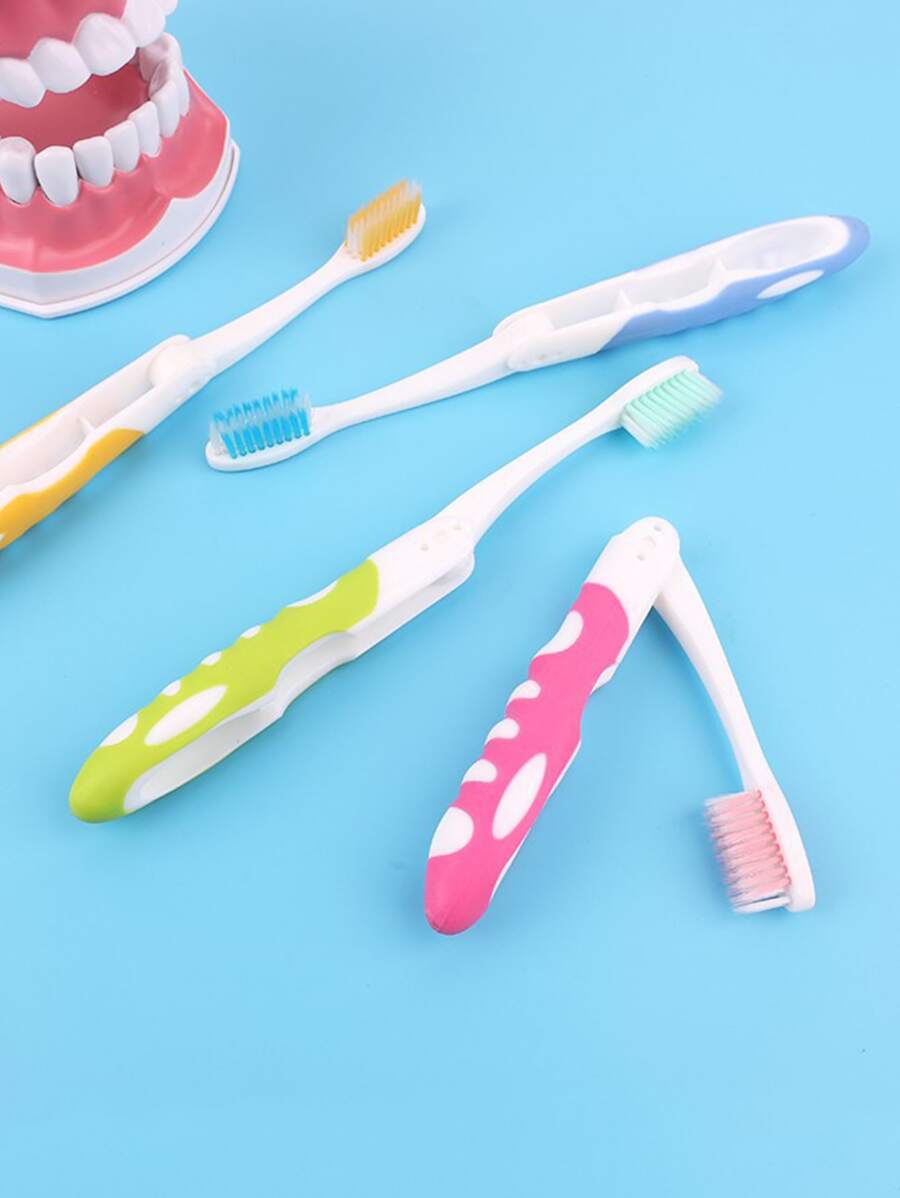 2pcs/Pack Foldable Travel Toothbrush, Random Color Home Bathroom Decor Summer