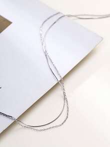 1入組優雅和極簡風格S925純銀雙層頸鏈,完美適用於女性日常穿著和宴會,理想禮品選擇