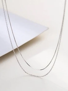 1入組優雅和極簡風格S925純銀雙層頸鏈,完美適用於女性日常穿著和宴會,理想禮品選擇
