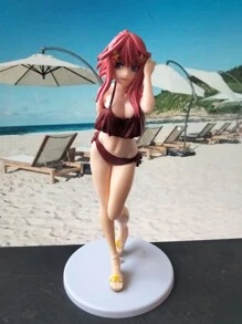 Vermelho Cor Anime Estilo Fato De Banho Menina Decoração Estatueta