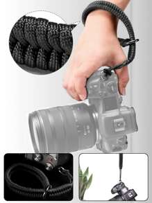 1pc Nylon Rope + Stainless Steel Handmade Woven Camera Wrist Strap Mirrorless Quick Release Buckle - Black - View 5