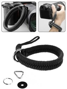1pc Nylon Rope + Stainless Steel Handmade Woven Camera Wrist Strap Mirrorless Quick Release Buckle - Black - View 4