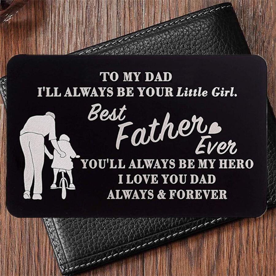 1 張『給我的老爸』雕刻金屬卡片錢包插卡,送給女兒或兒子的父親禮物 - 黑色 - 查看 1