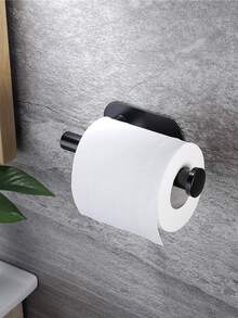 黑色紙支架浴室紙巾架帶掛壁式安裝,免打孔廁所紙架