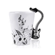 Taza de Céramica con Mango en Forma de Guitarra Electrica Negra - Multicolor - Ver 1