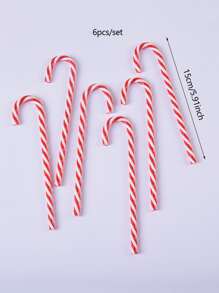 6pcs Christmas Plastic Candy Canes, Tree Decorations Ornaments - Red and White - View 3