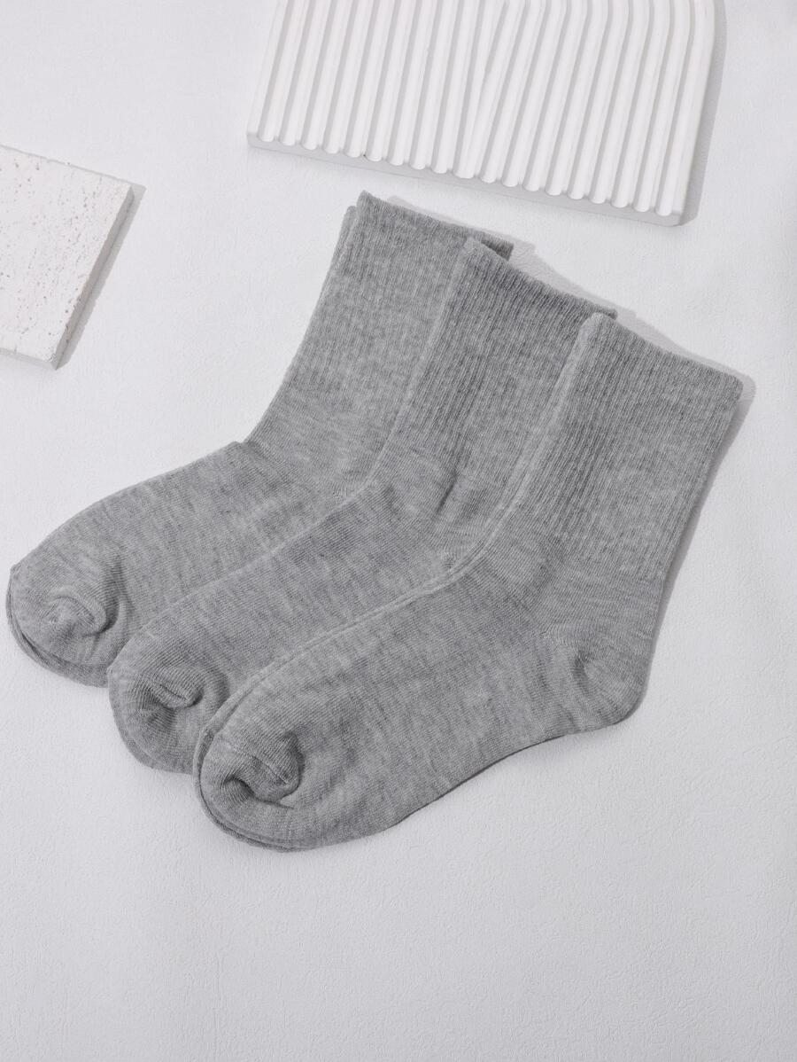 3pairs Best Mid-calf Black, White, Grey Women's Socks For Home Wear